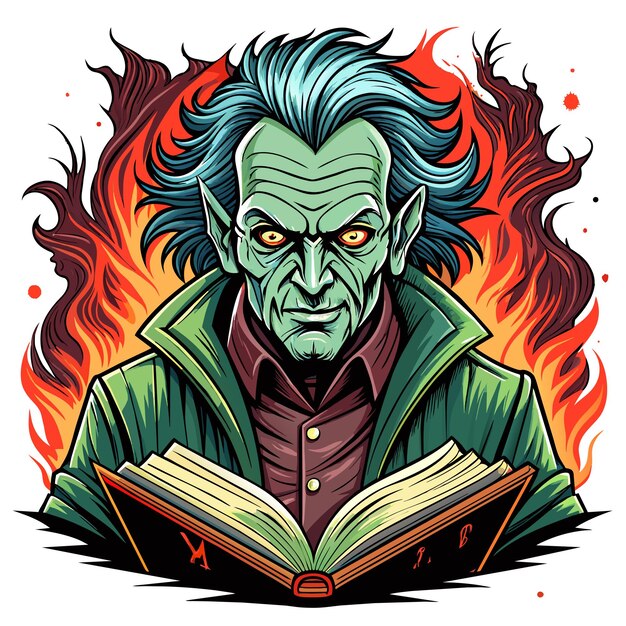 Vetor drácula frankenstein monstro zumbi vampiro desenhado à mão personagem de desenho animado adesivo conceito de ícone