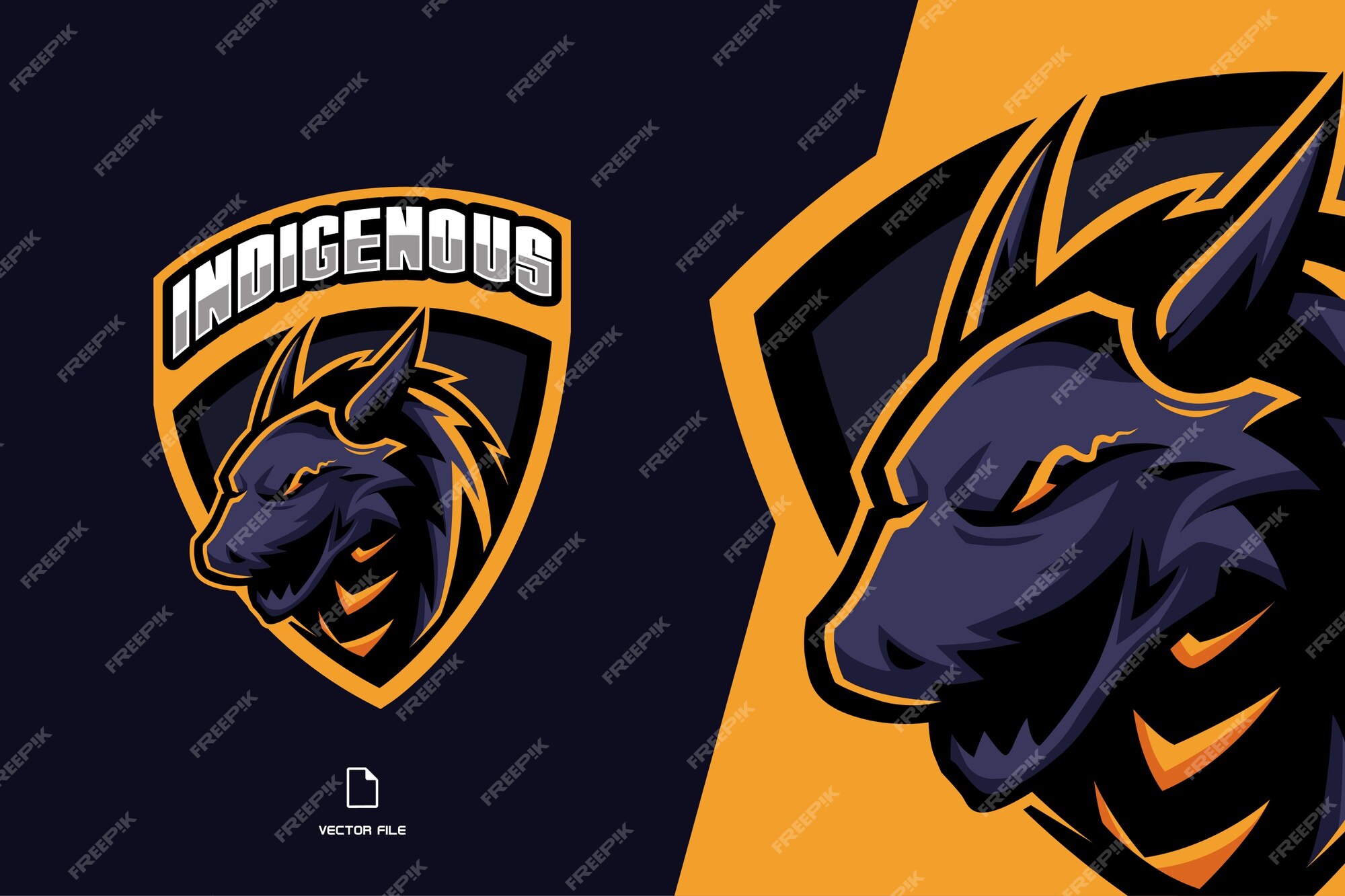 Jogo do logotipo do mascote do dragão roxo para ilustração da equipe  esportiva e esport