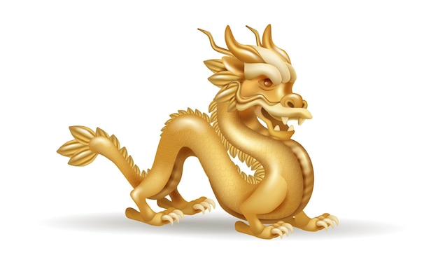 Dragão d dourado em um fundo isolado em estilo chinês uma estatueta para decoração ou publicidade