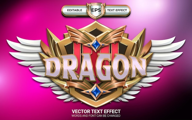 Dragon game badge com efeito de texto editável