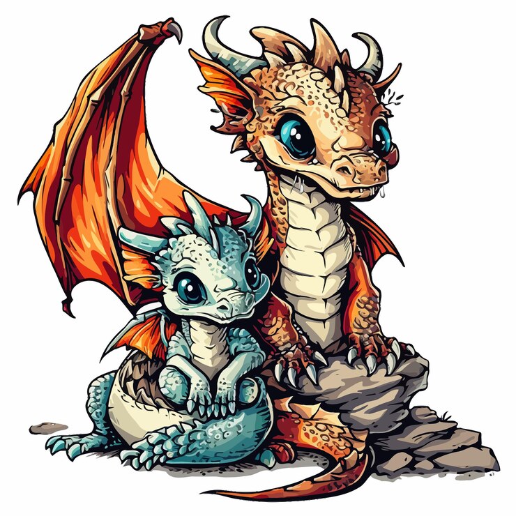 Vetor dragon_vector_tshirt_deisgn_and_baby_dragon