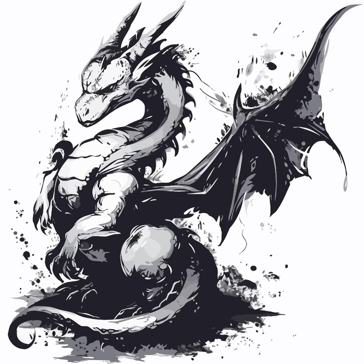 Vetor dragon_vector_tshirt_deisgn_and_baby_dragon