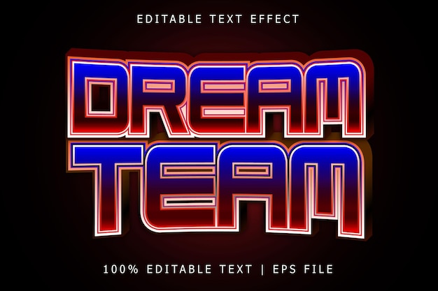 Dream Team Efeito de Texto Editável 3 Dimensões Gravação Estilo Moderno