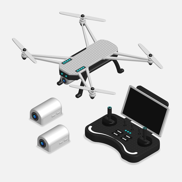 Drone 3D e conjunto de controle remoto