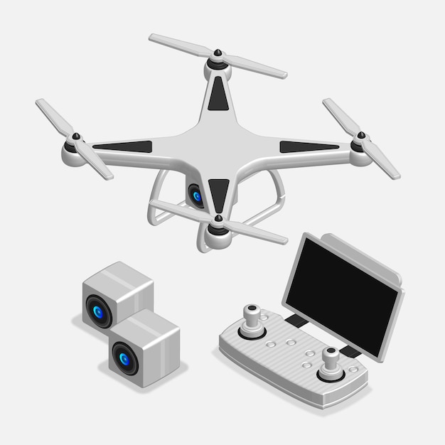 Drone 3D e conjunto de controle remoto