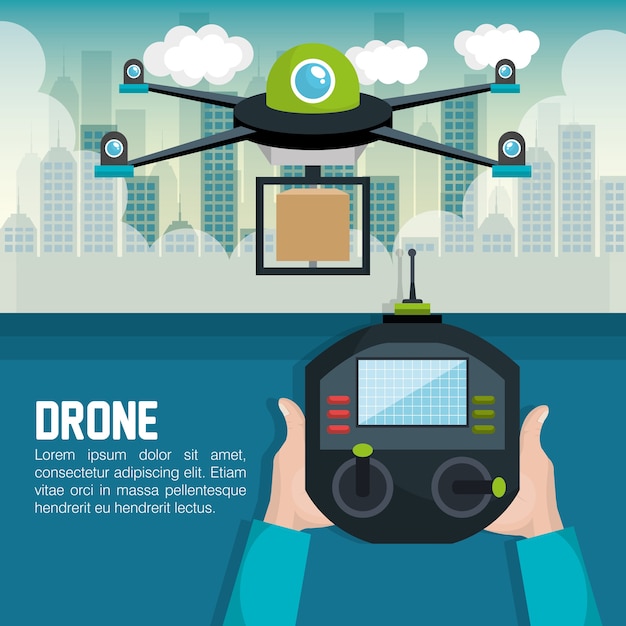 Drone com controle remoto de espera de mão