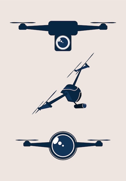 Vetor drone com ilustração de design de logotipo de câmera