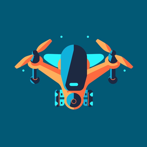 Vetor drone quadrocopter com câmera de ação