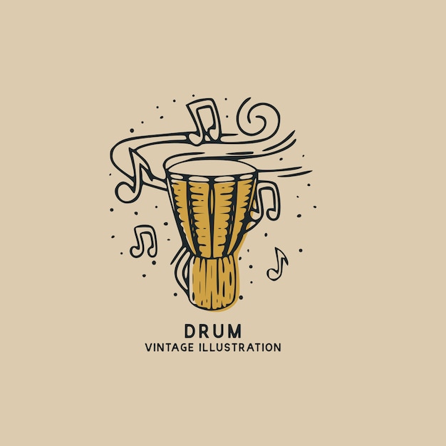 Vetor drum music instrument vintage illustration