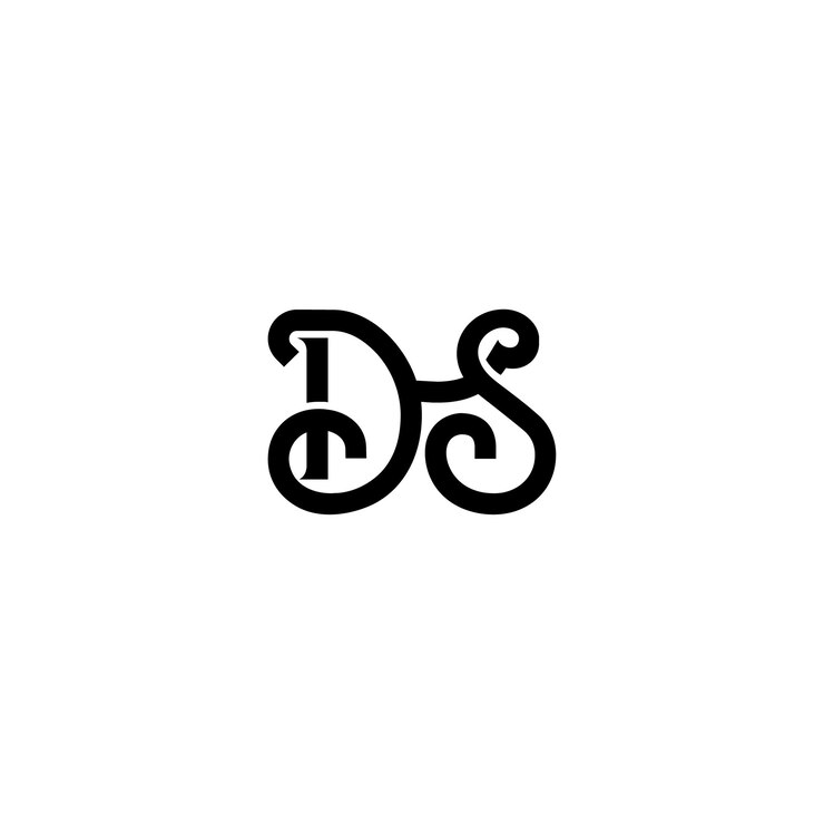 Vetor ds monograma logotipo design letra texto nome símbolo logotipo monocromático alfabeto caractere logotipo simples