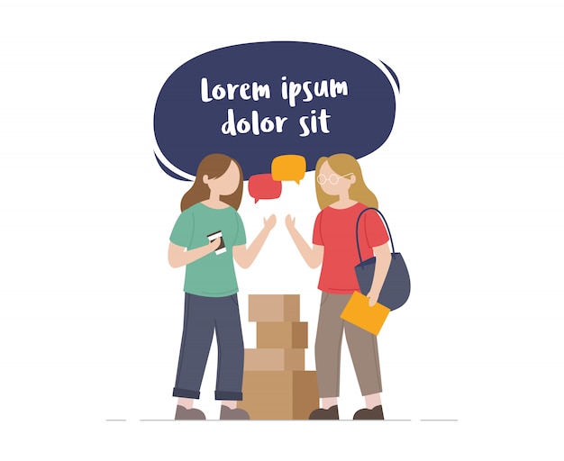 Duas amigas conversando ilustração