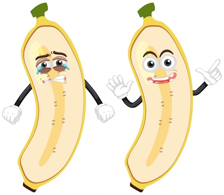 Vetor duas bananas com expressões faciais