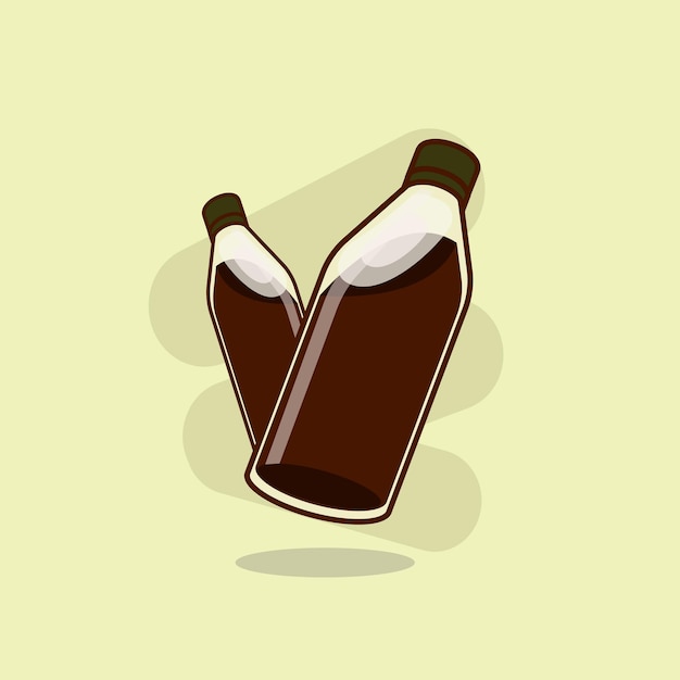 Duas garrafas de café Logo Design Vector