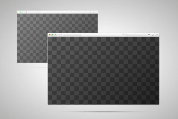 Vetor duas janelas do navegador com lugar transparente para a tela