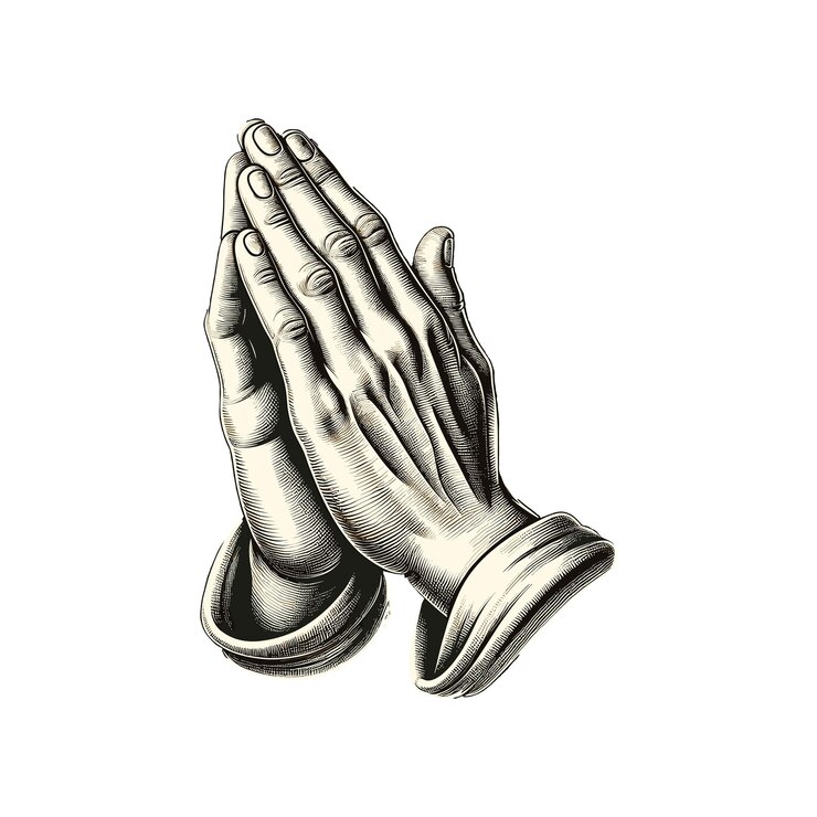Vetor duas mãos apertadas em uma posição de oração clássica mãos de oração mãos namaste mãos de oração