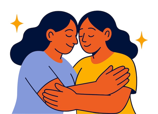 Duas mulheres abraçando um símbolo de amizade e conexão