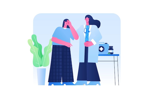 Duas mulheres em uma ilustração de consulta médica