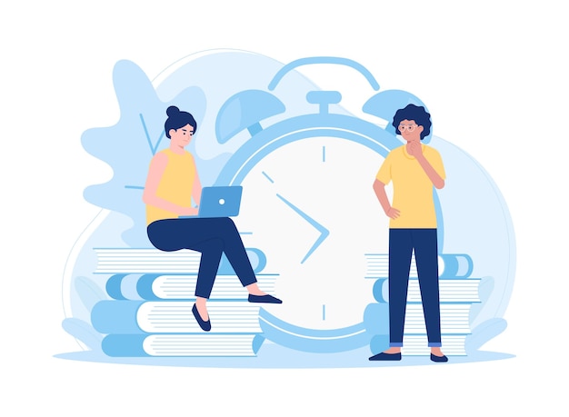 duas mulheres estudando antes do exame on-line conceito ilustração plana