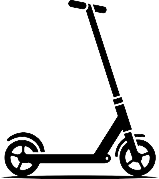 Vetor duas rodas kick scooter vetor mínima cor preta silhueta fundo branco 2