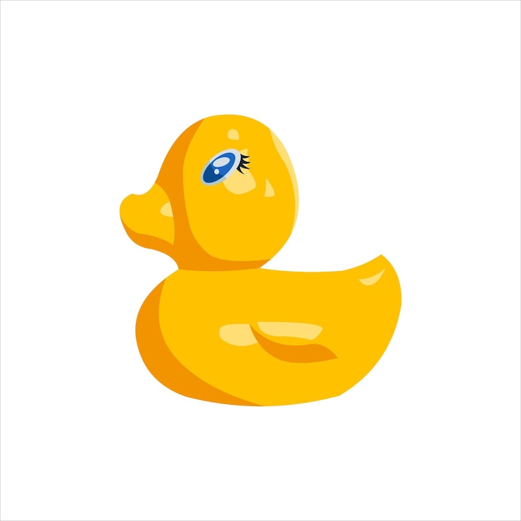 Vetor duck toy from side baby property vector design plano gráfico ilustração 2d hd