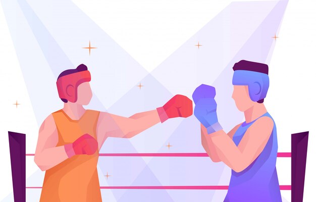 Vetor duelo de boxe contra ilustração plana