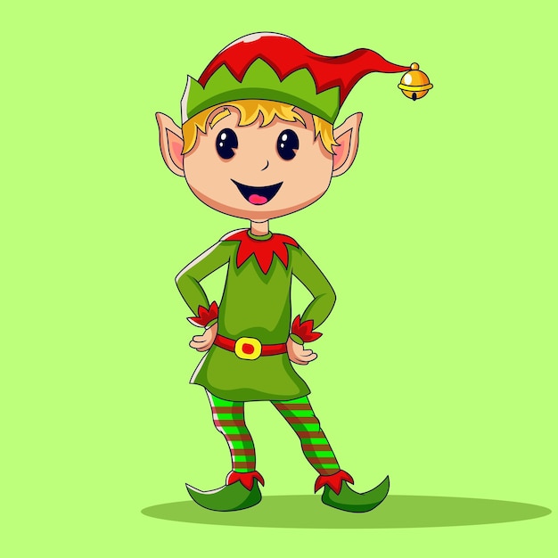 Vetor duende de natal isolado fundo verde