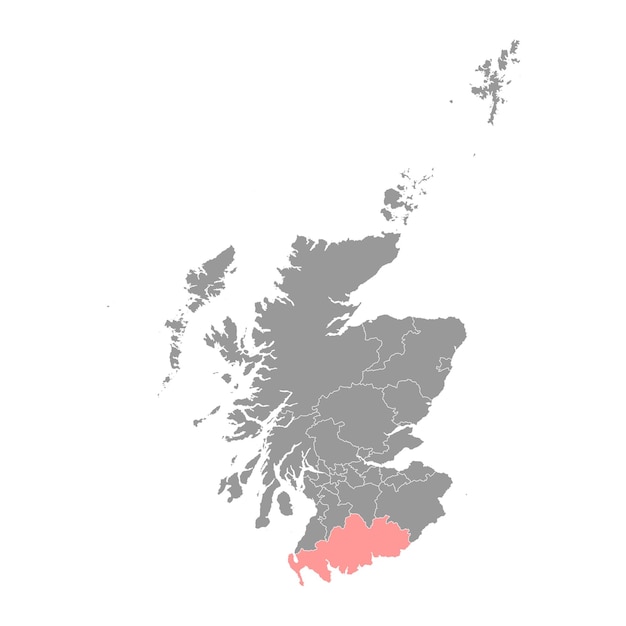 Vetor dumfries e galloway mapeiam a área do conselho da escócia ilustração vetorial