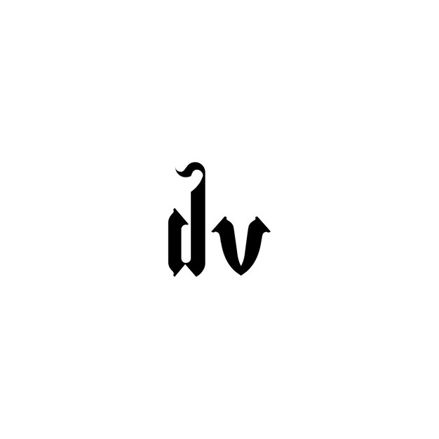 Vetor dv monograma logotipo design letra texto nome símbolo logotipo monocromático alfabeto personagem logotipo simples