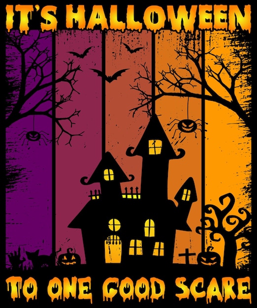 É Halloween para um bom susto, Halloween Design Vetor Premium