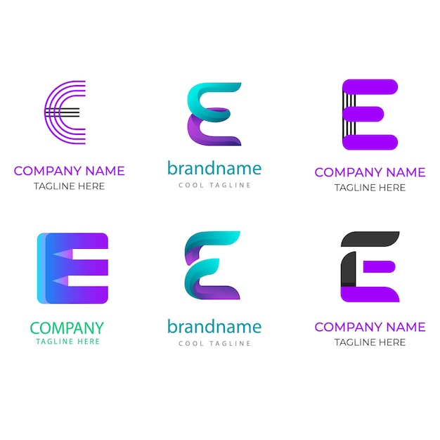 e letra do alfabeto inicial design de gradiente colorido marca corporativa empresa logotipo abstrato de