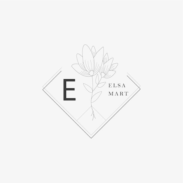 E letter logo com conceito floral criativo para imóveis de beleza de negócios da empresa vetor premium