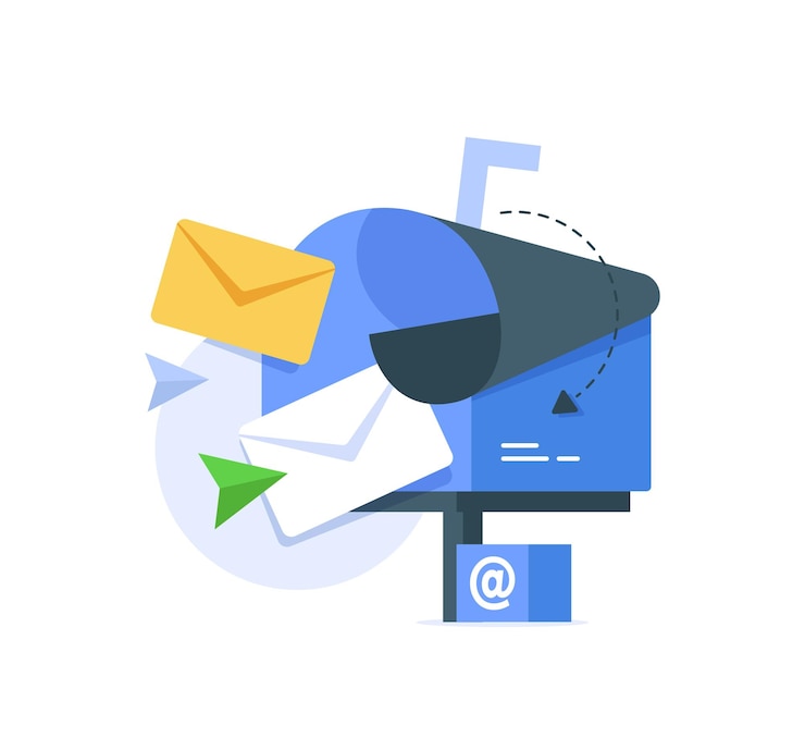 Vetor e-mail inscrever-se no boletim informativo on-line modelo vetorial com caixa de correio envelope e boleto informativo