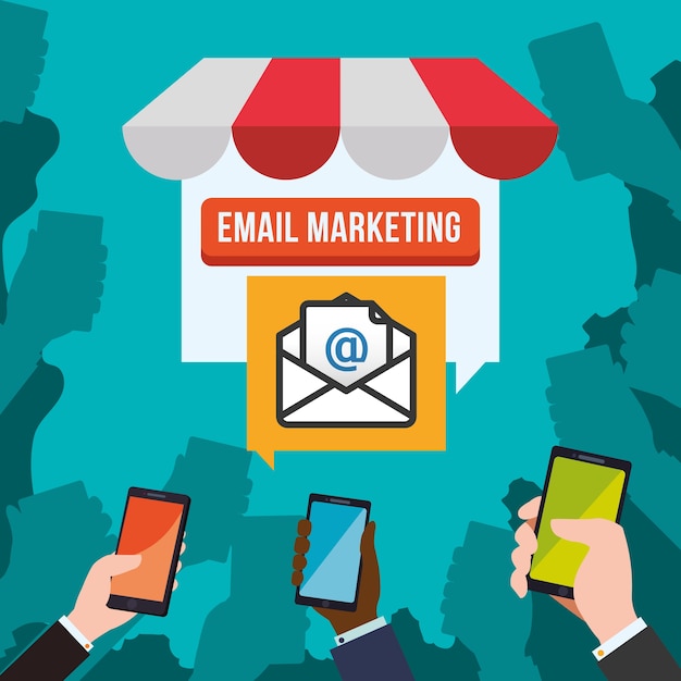 Vetor e-mail marketing e design de mídia de comunicação