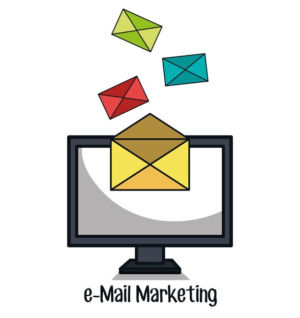 Vetor e-mail marketing ícones de linha plana