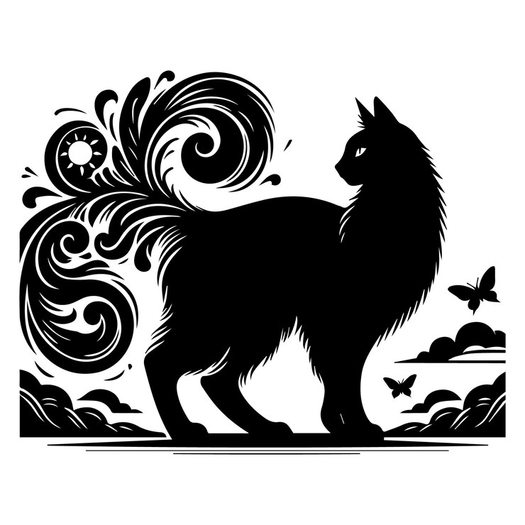 Vetor e o cão e o gato e o natal e o dia das bruxas e a colheita de abóboras pretas e brancas