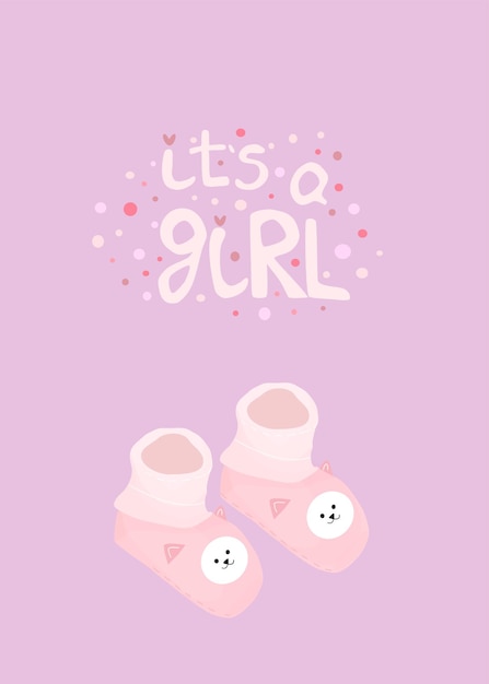 Vetor É um cartão de felicitações para meninasconvite vetorial para chá de bebê cartazes de parabéns com letras