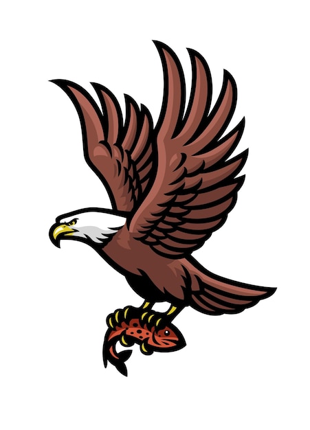 Eagle Logo Segure o Peixe Salmão
