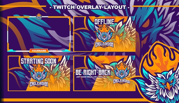 Eagle Vision Gaming layout design streamer twitch logo personagem