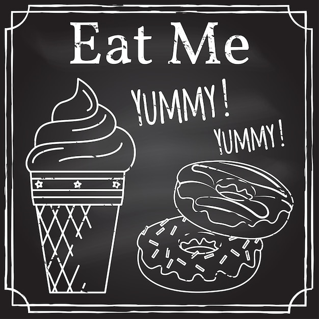 Vetor eat me elements sobre o tema do negócio de restaurantes sorvete e rosquinhas ilustração em vetor