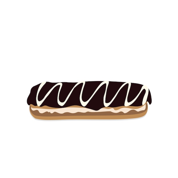 Vetor eclair com chocolate amargo e glacê branco