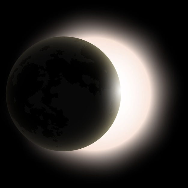 Eclipse solar total, eclipse do sol. Ilustração vetorial