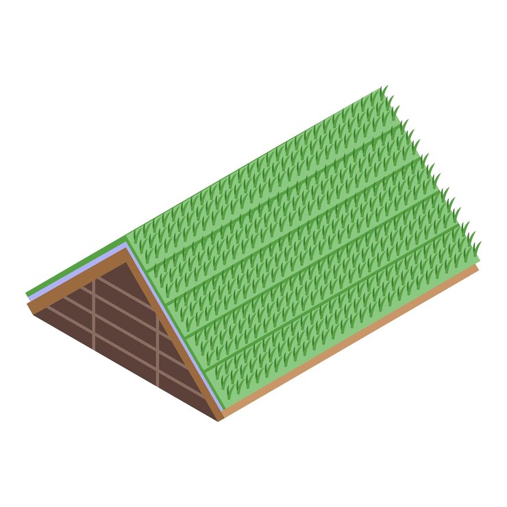 Vetor eco ícone de telhado verde vetor isométrico módulo de cobertura de madeira de metal