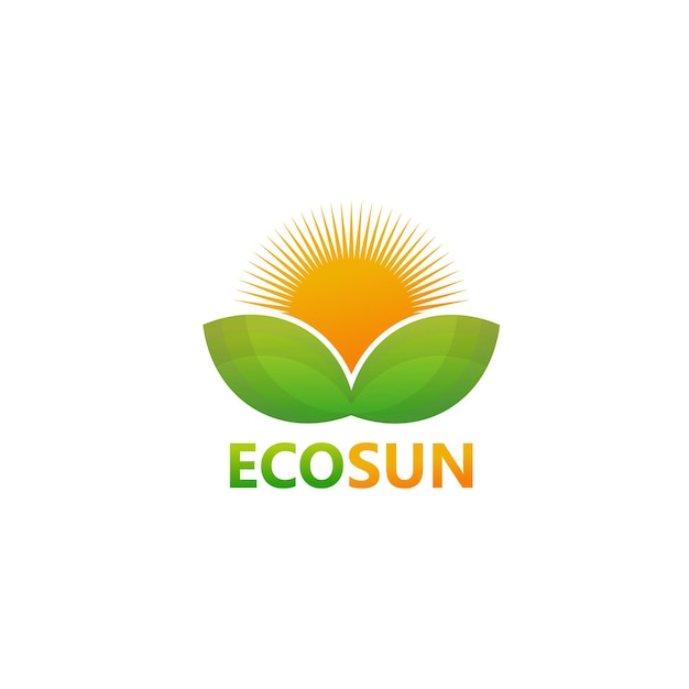 Eco sun logo design template vector emblem design concept ícone criativo símbolo