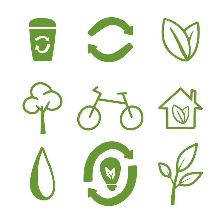 Vetor ecologia eco conjunto de ícones