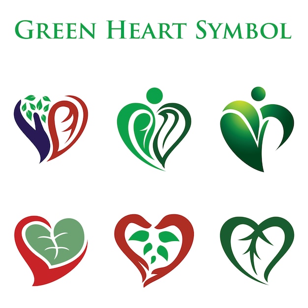 Ecologia verde em símbolo de sinal de forma de coração