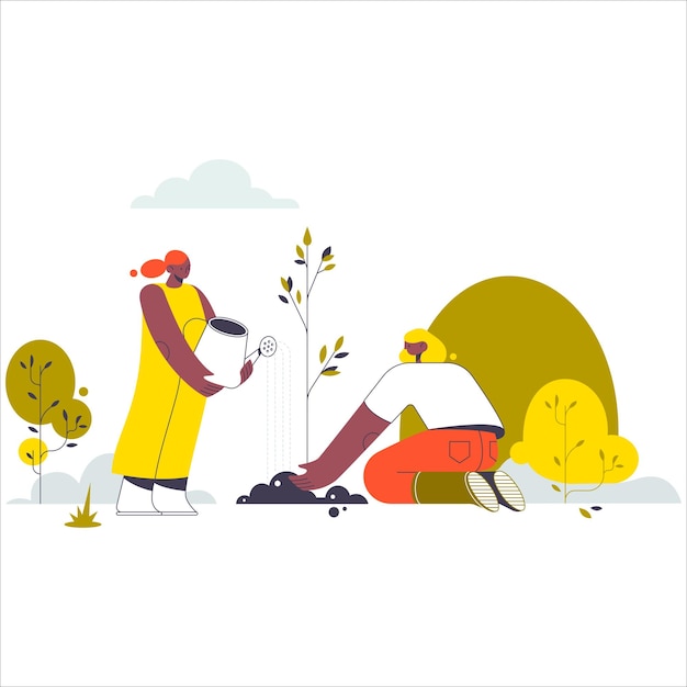 Ecologia vetorial criativa Ilustrações da natureza Estilo plano