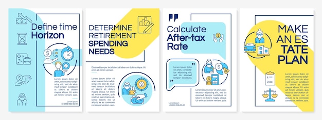 Economizando para o modelo de folheto de dicas de pensão. faça um plano de propriedade. folheto, folheto, impressão de folheto, design da capa com ícones lineares. layouts de vetor para apresentação, relatórios anuais, páginas de anúncios