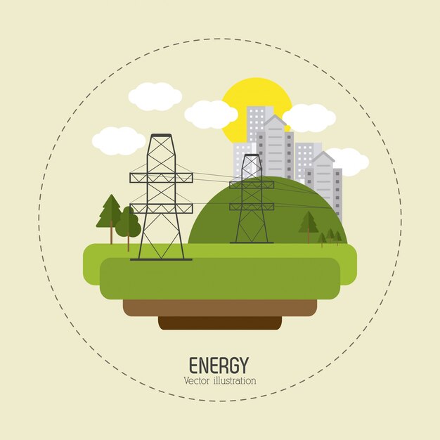 Economize conceito de energia com design de ícones ecológicos