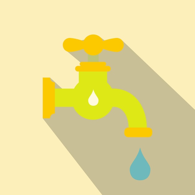 Economize ícone plano de água ilustração única com torneira e gota de água