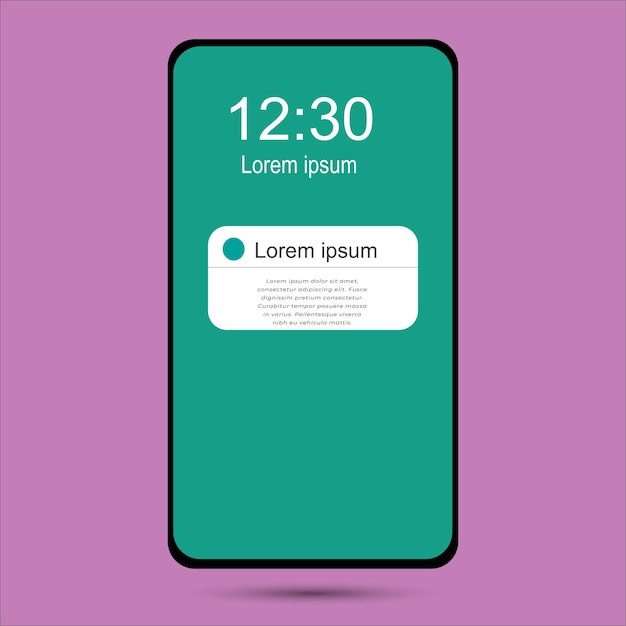 Ecrã de maquete de smartphone com novas caixas de notificação